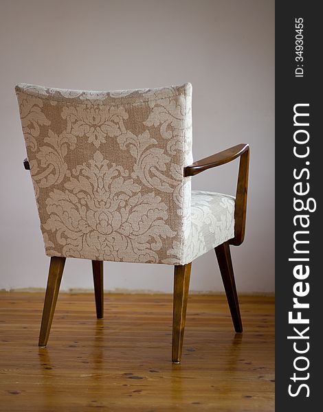 Restored wooden retro soft armchair. Restored wooden retro soft armchair