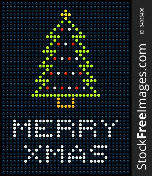 LED display with a Christmas tree and Merry Xmas message. LED display with a Christmas tree and Merry Xmas message