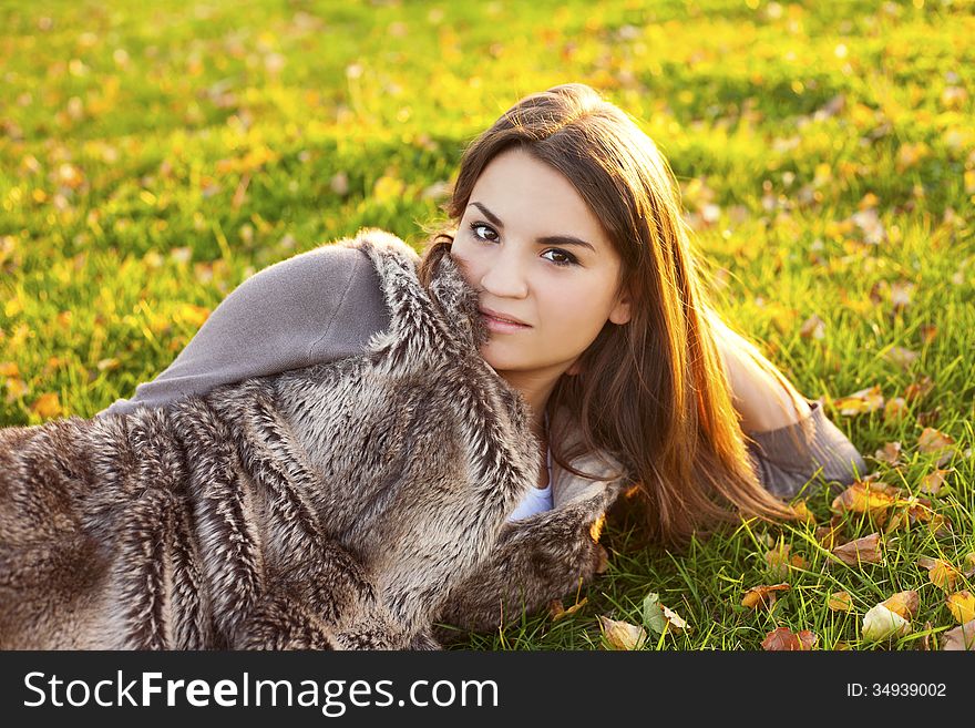 Beauty Girl Relaxing In Nature