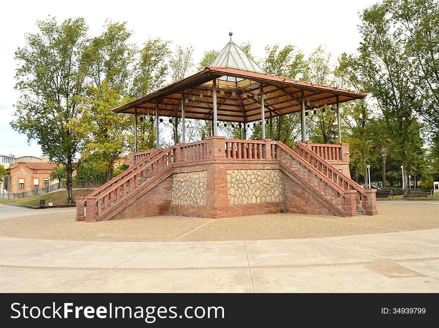 Kiosk in a public place for musical events such