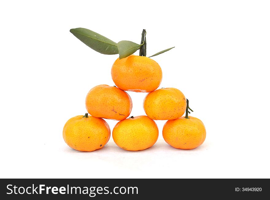 Group of oranges on white background