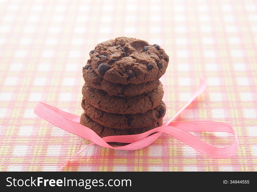 Chocolate Cookies and pink ribbon