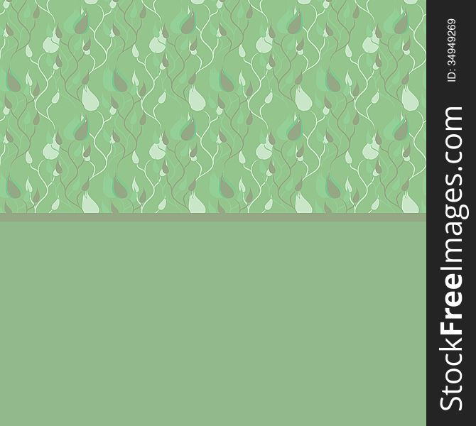 Abstract floral pattern, green background, card or invitation.