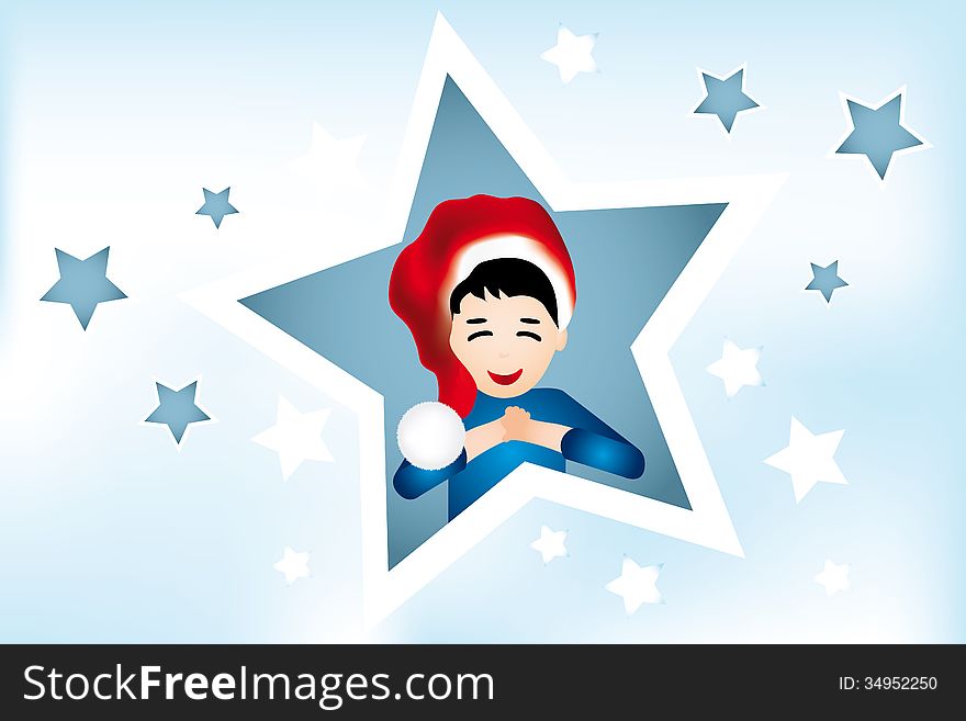 Anticipation of a young boy at Christmas - Illustration eps 10 vectors