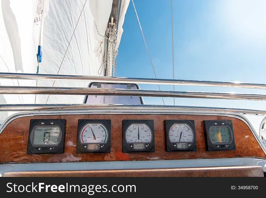 Boat navigation devices on yacht. Boat navigation devices on yacht