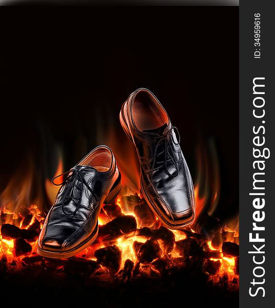 Business Shoes Dancing Over Fire