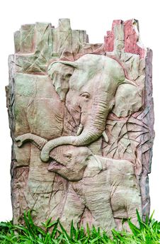Stucco Of Two Elephants Royalty Free Stock Photography Stucco Of Two Elephants Royalty Free Stock Photography