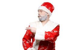 Santa Claus Shows His Hand To The Left, A White Background Stock Images Santa Claus Shows His Hand To The Left, A White Background Stock Images