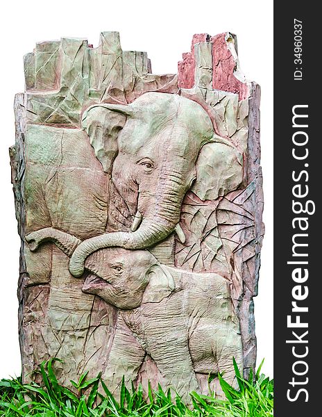 Stucco Of Two Elephants