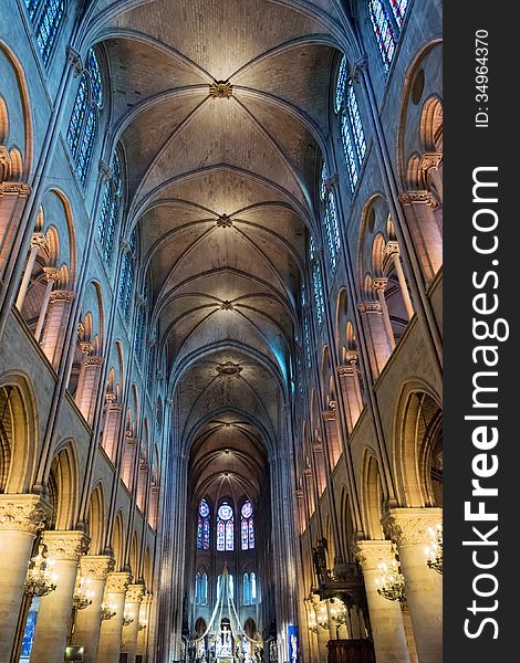 Interior Of The Notre Dame De Paris