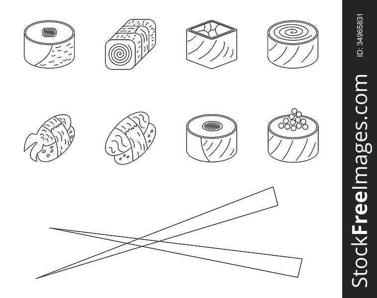 Sushi set. Vector illustration. This is file of EPS10 format.