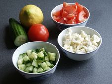 Tomato, Cauliflower, And Cucumber Vegetables In Bo Royalty Free Stock Images Tomato, Cauliflower, And Cucumber Vegetables In Bo Royalty Free Stock Images