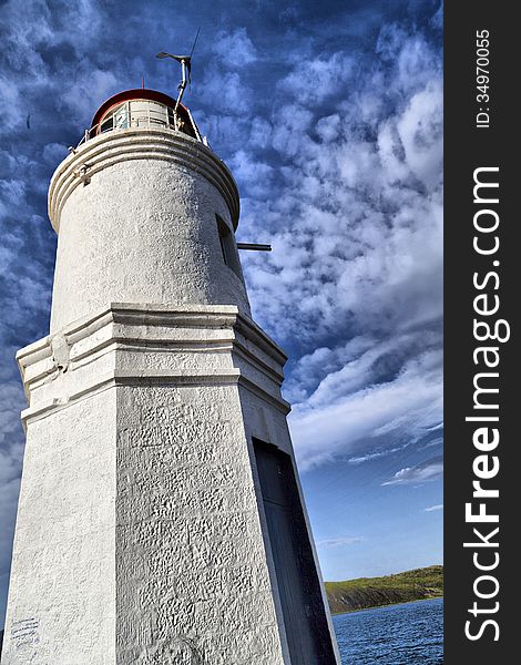 The sea beacon costs in the middle of the sea as a sign for the ships