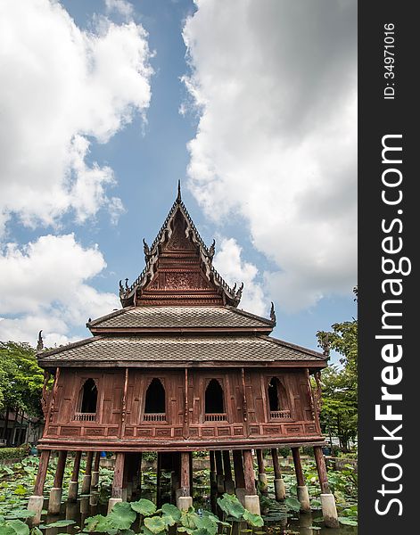 A wooden Pavilion in the country of Thailand. A wooden Pavilion in the country of Thailand