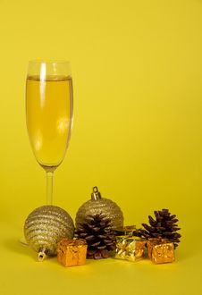Champagne Wine Glass, Small Gift Boxes Royalty Free Stock Image Champagne Wine Glass, Small Gift Boxes Royalty Free Stock Image