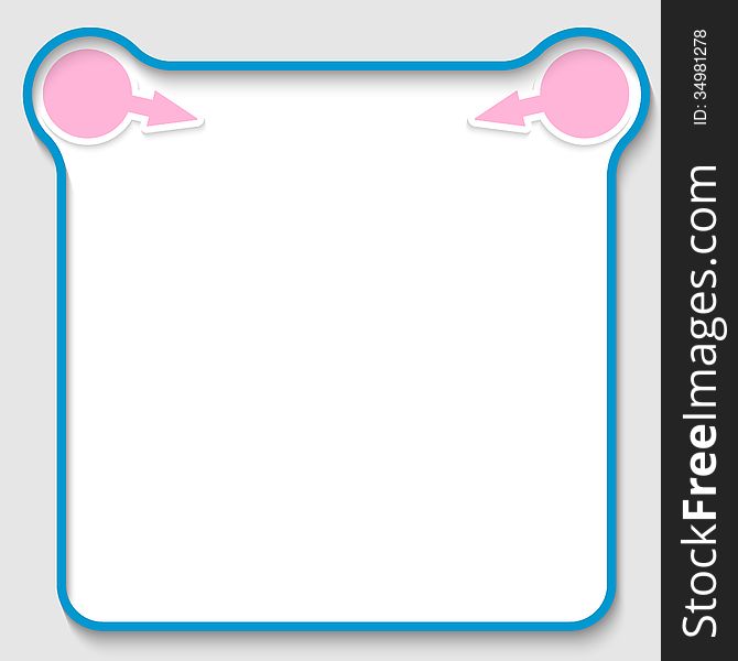 Blue vector text frame with two pink arrow