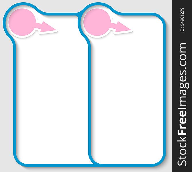 Blue double text frame with pink arrow
