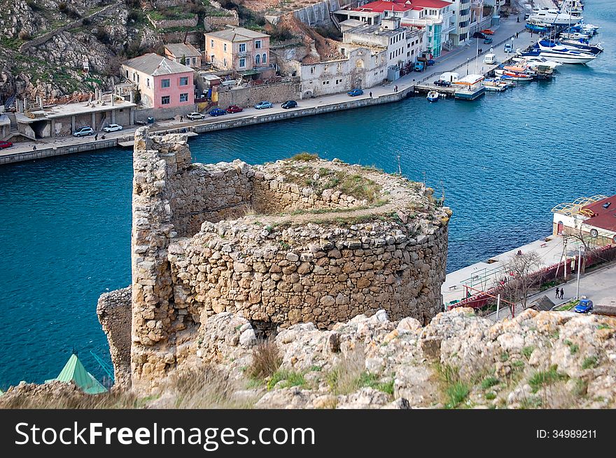 An old stone fort on a hill in Balaclava. An old stone fort on a hill in Balaclava