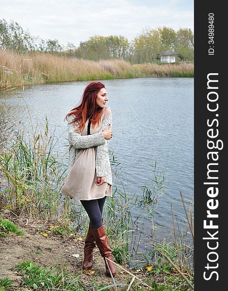 Portrait of the beautiful woman in the forest. Shooting on the nature. Portrait of the beautiful woman in the forest. Shooting on the nature.