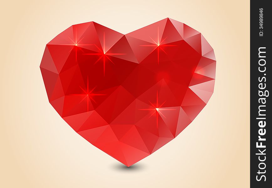 Origami polygonal heart. Vector Illustration.