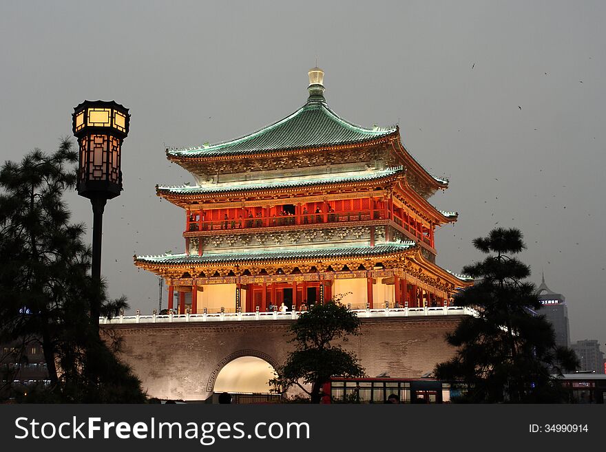 Famous Bell Tower in ancient capital of China. Famous Bell Tower in ancient capital of China