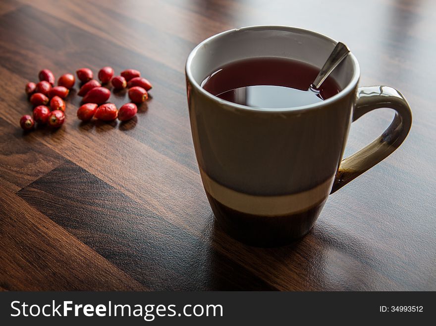 Rose hip tea with fresh briars. Rose hip tea with fresh briars