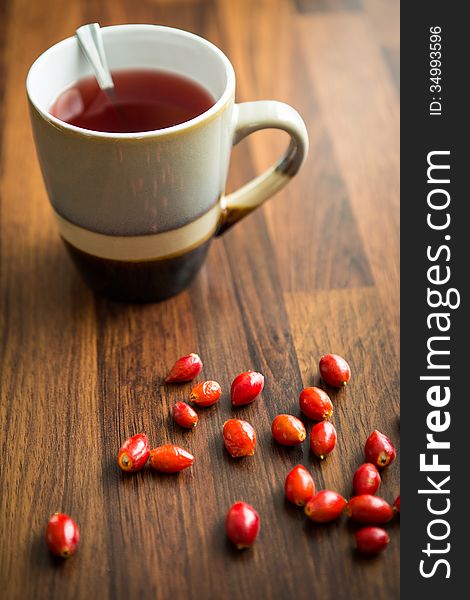 Rose hip tea with fresh briars. Rose hip tea with fresh briars