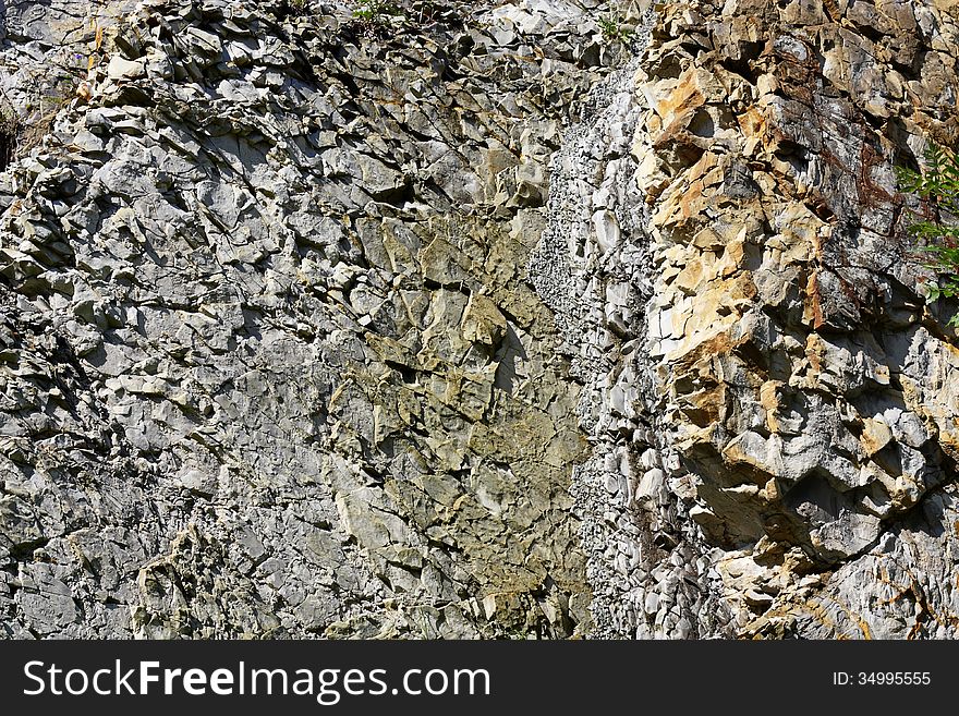 Rock layers of gray and brown color
