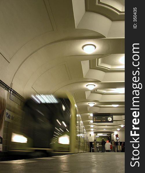 Moving modern train - subway, undergroung