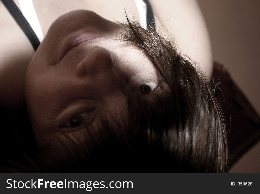 Woman face upside down