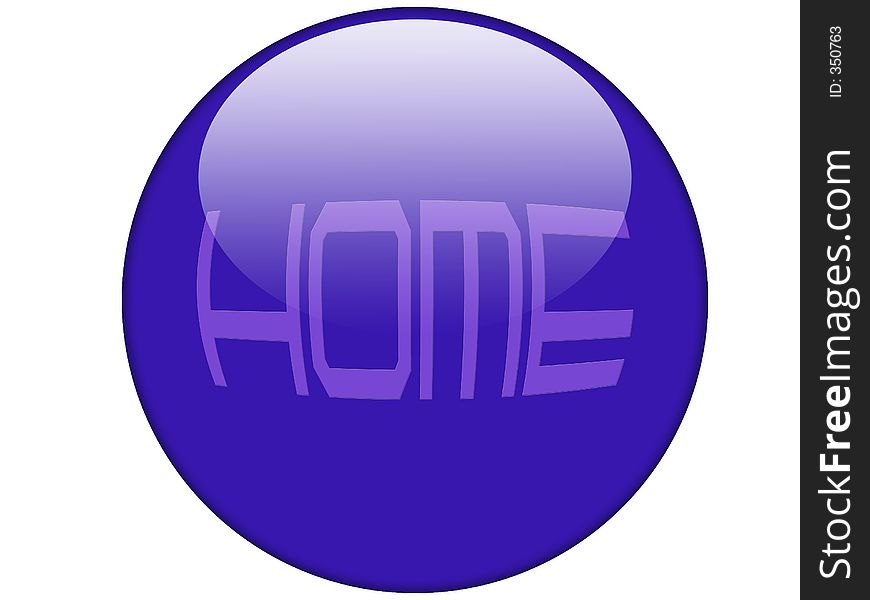 Reflective button with home writen on it. Reflective button with home writen on it