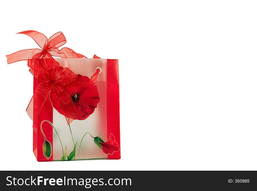 Red gift bag with a bows