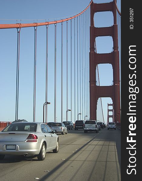 Traffic on San Francisco's Golden Gate bridge. Traffic on San Francisco's Golden Gate bridge.