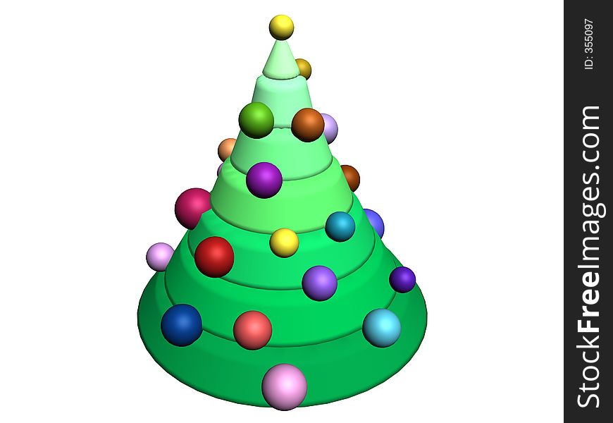 3D - Isolated Christmas tree with decorations. 3D - Isolated Christmas tree with decorations