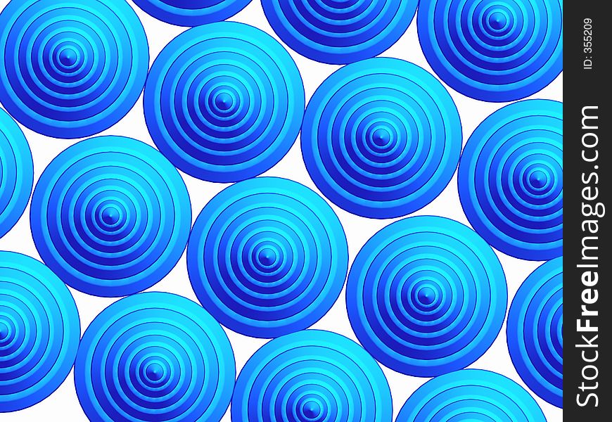 3D - Abstract blue buttons pattern on white