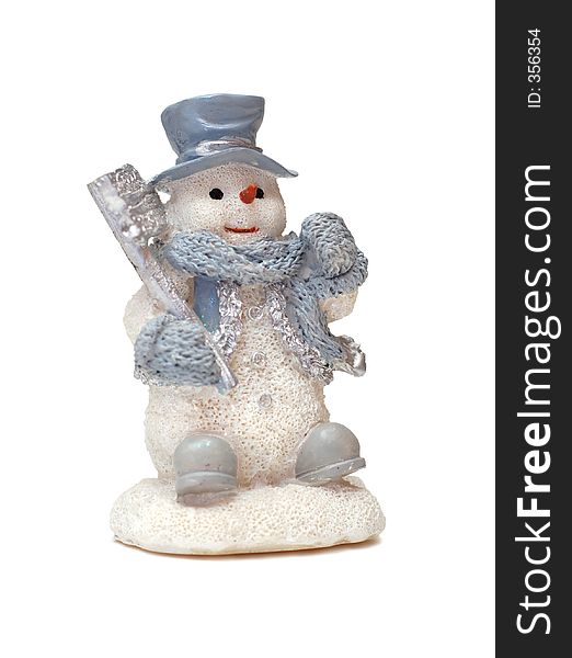 Toy snowman holding a plaque