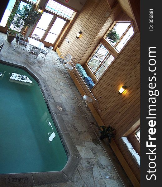 Indoor swimming pool at resort.