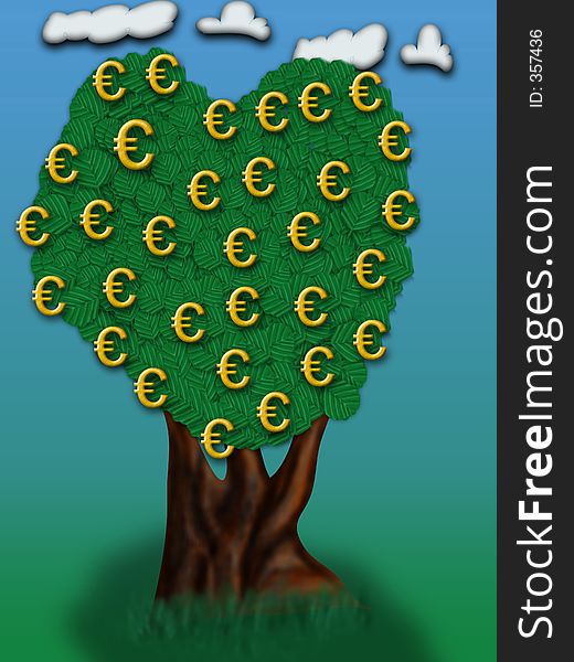 Illustration of Euro sign. Conceptual illustration of tree. Money Making Ideas. Illustration of Euro sign. Conceptual illustration of tree. Money Making Ideas.