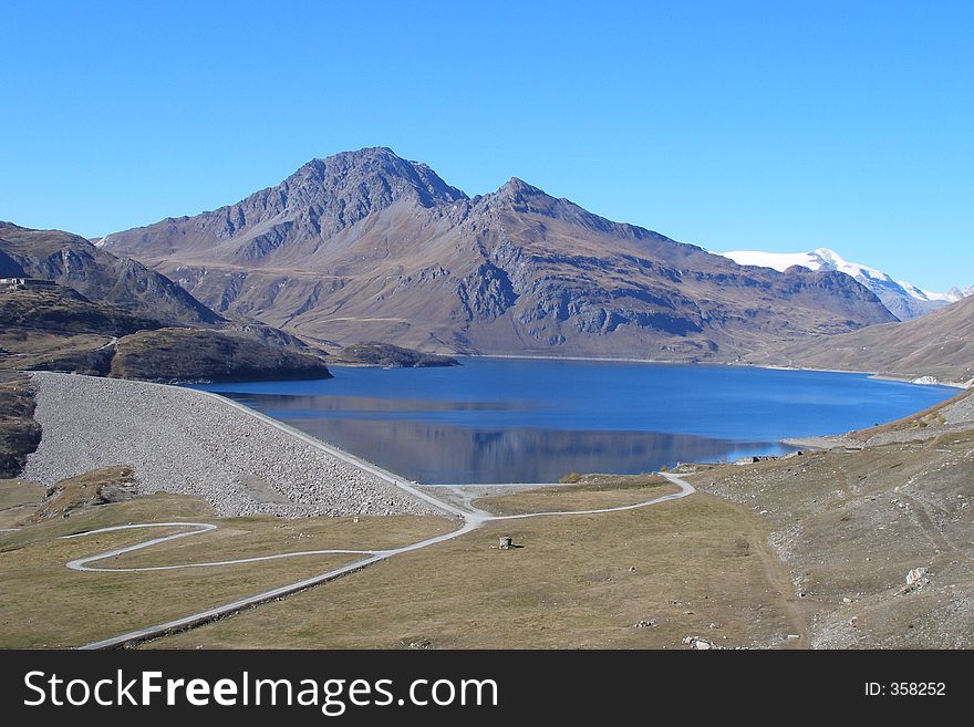 Mount cenis lake, french alps