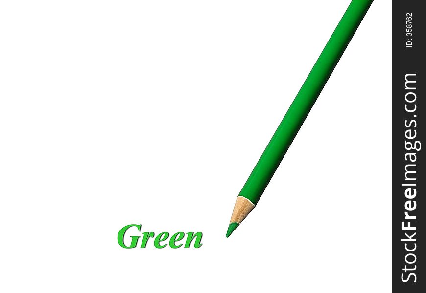 Closeup of a green colored pencil over white. Isolated. The picture is excellent for the kids learning process at the elementary school and/or pre-shool level. Closeup of a green colored pencil over white. Isolated. The picture is excellent for the kids learning process at the elementary school and/or pre-shool level.