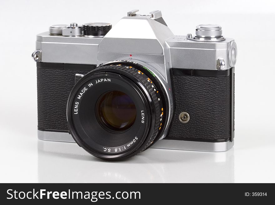 A manual 35mm camera. A manual 35mm camera