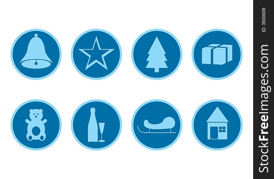 Blue christmas icons set for web usage