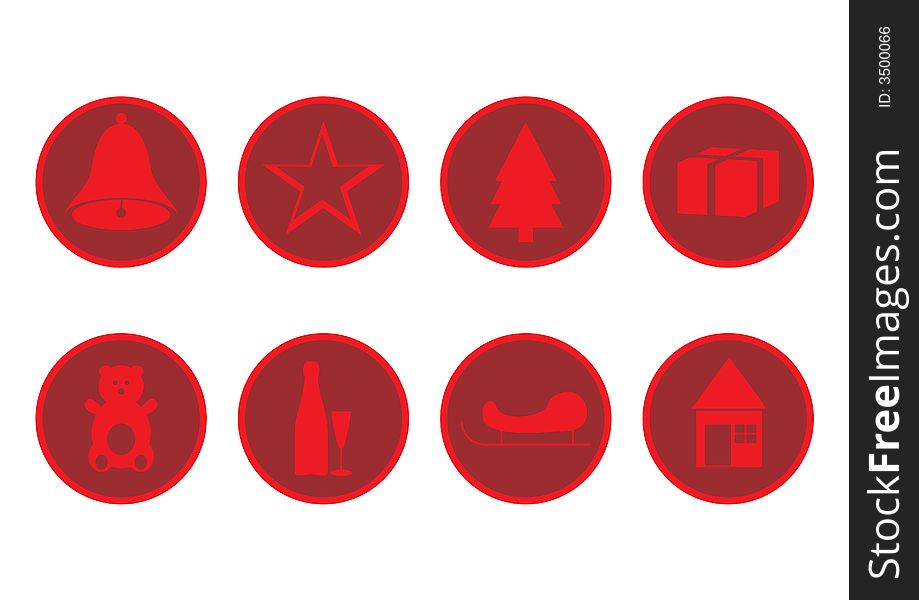 Red christmas icons set for web usage