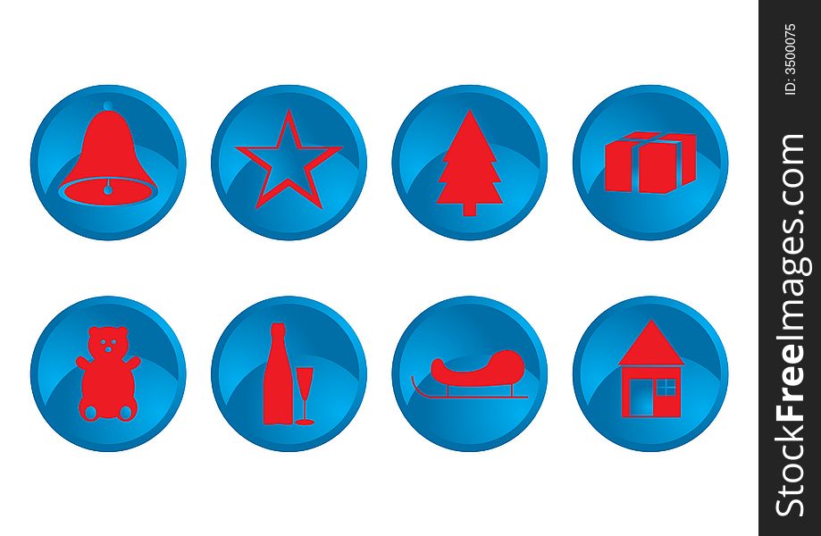 Red and blue christmas icons set for web usage. Red and blue christmas icons set for web usage