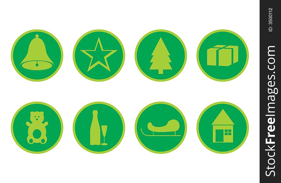 Green christmas icons set for web usage