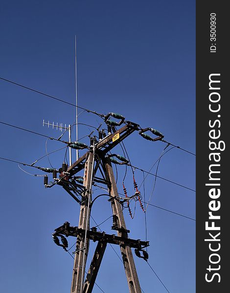 Typical power lines in Poland. Electricity pylon. Typical power lines in Poland. Electricity pylon.