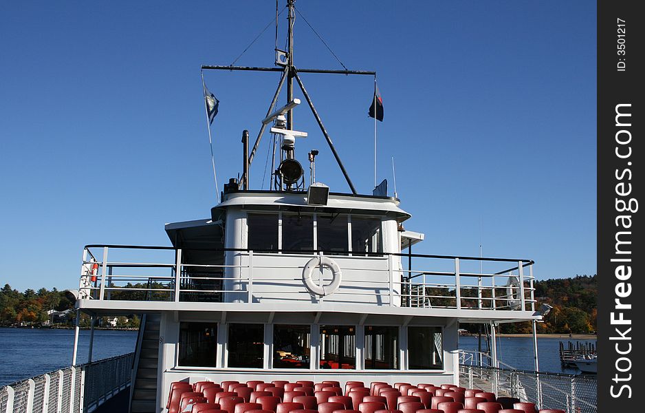 This is a photo of a boat taken in the fall.