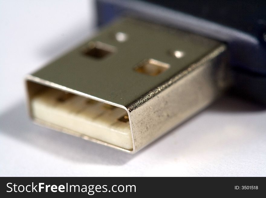 An USB connector in a white background