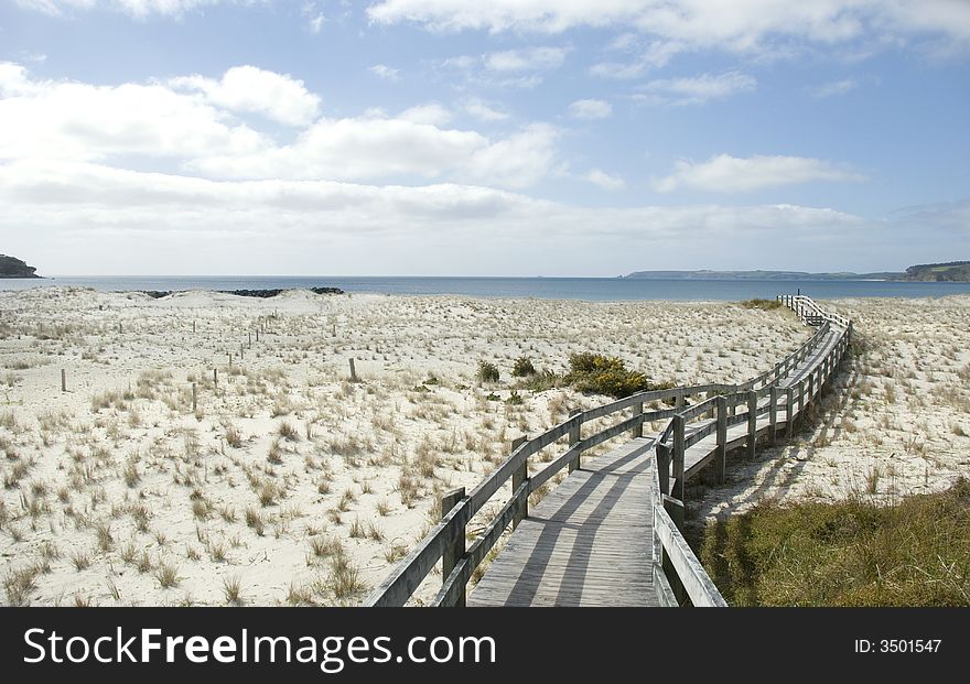 The view down the walk way to omaha beach. The view down the walk way to omaha beach