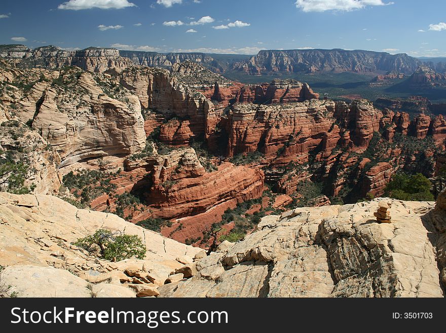 View east from Bear Mountain over Fay Canyon towards Sedona. View east from Bear Mountain over Fay Canyon towards Sedona